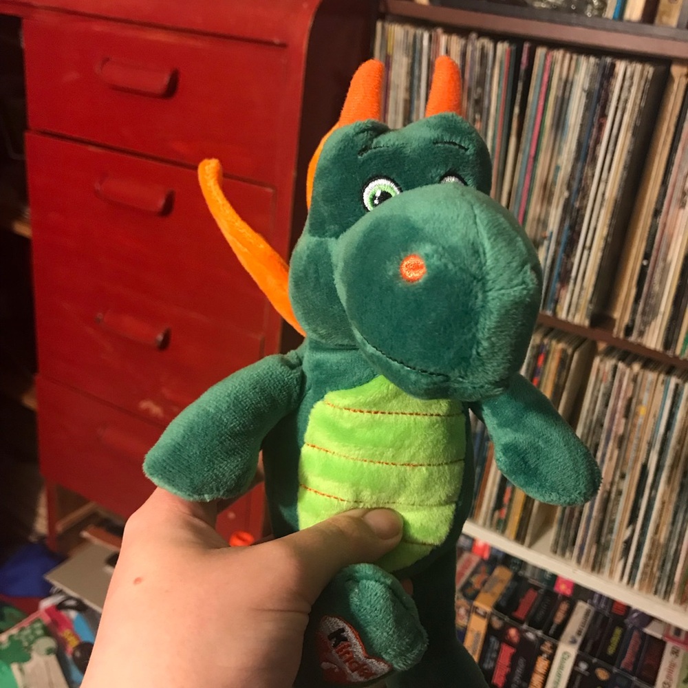 Green & Orange Plush Dragon Kinder toy